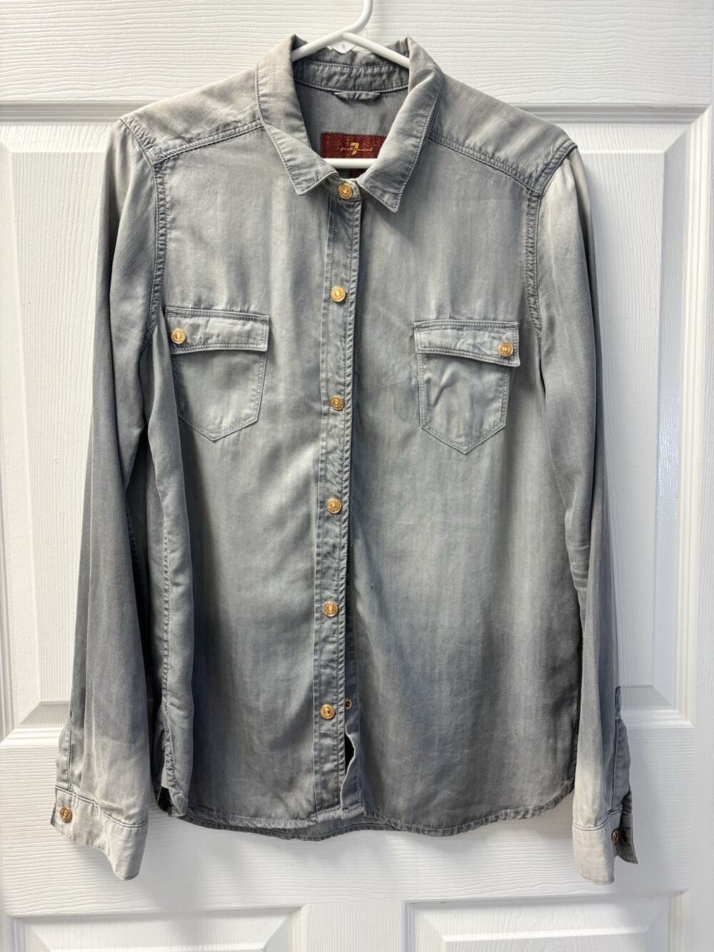 Seven For All Mankind Ombre Men’s Shirt With Gold Snaps Large